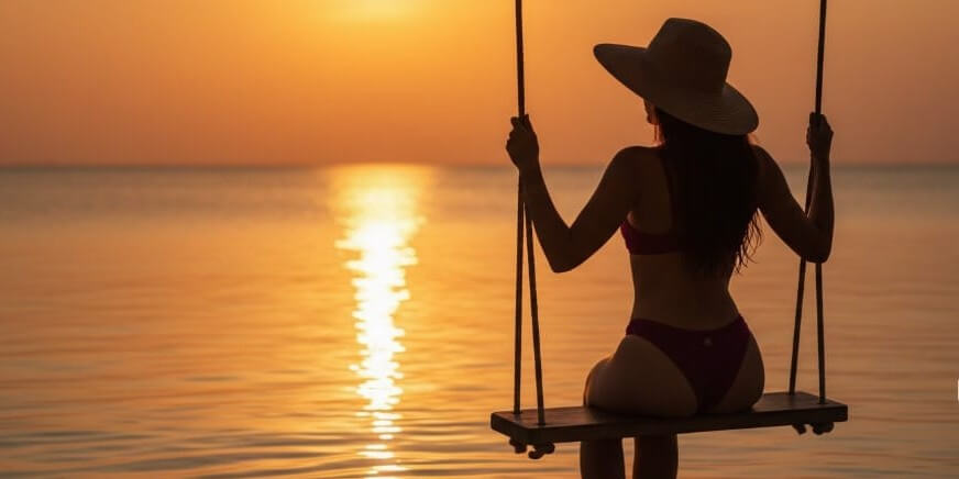 Mayas femenina, playa y verano