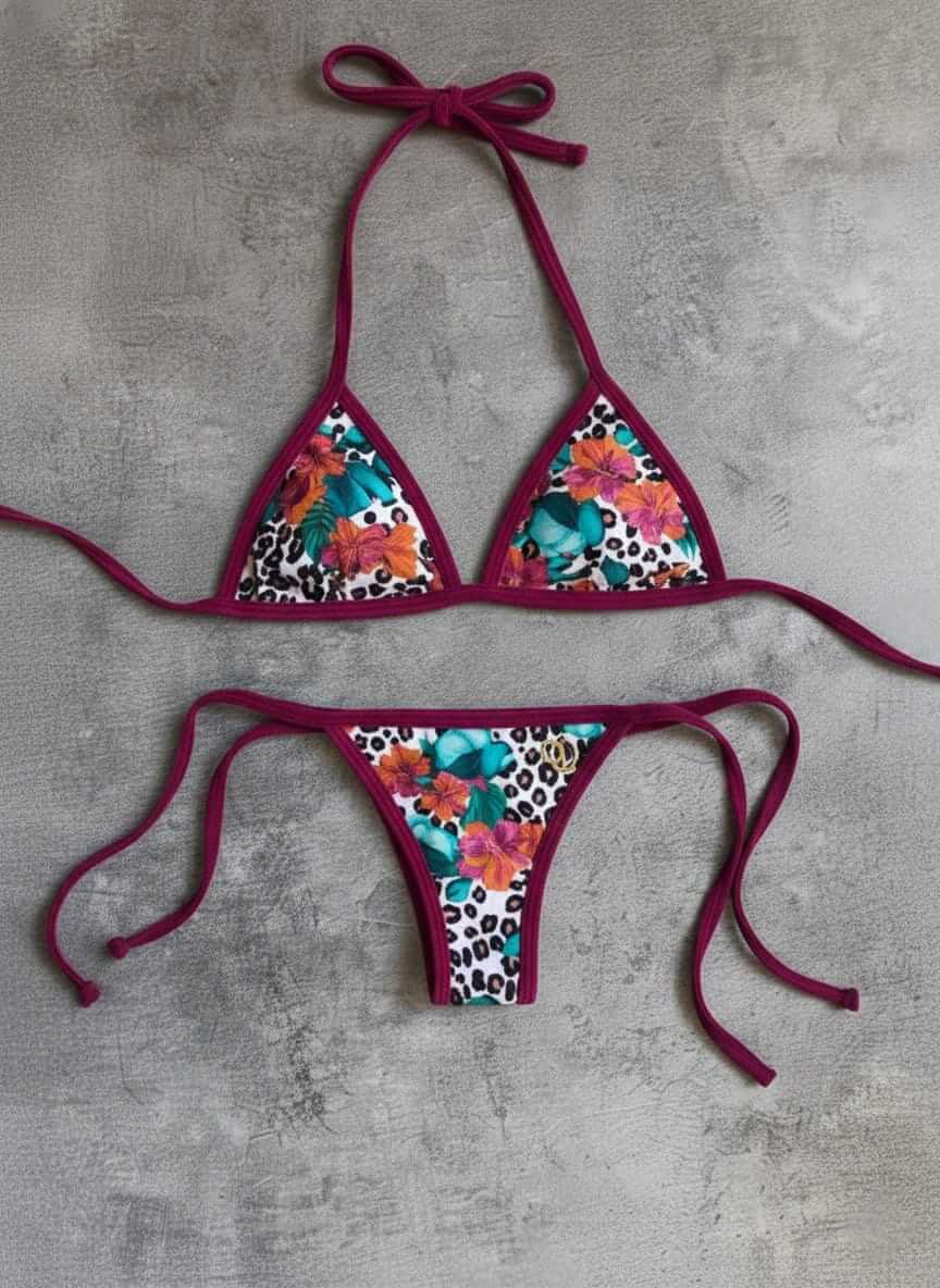 Bikini estampado floral multicolor de dos piezas